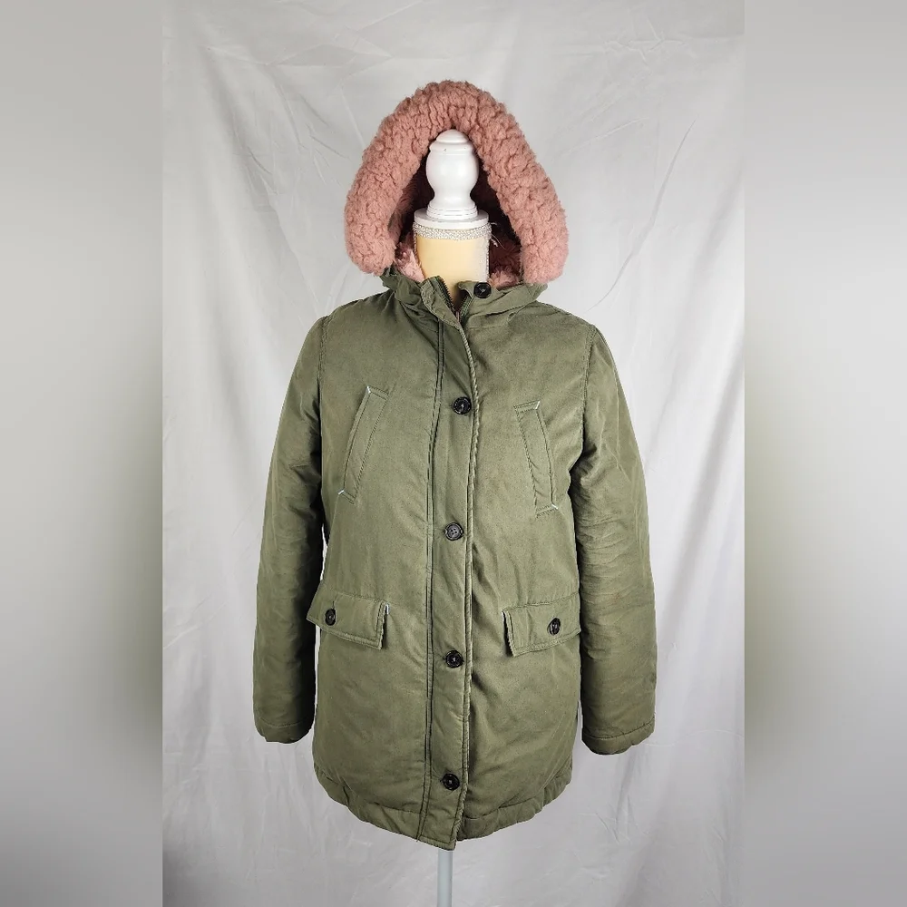 Boden Girls Sherpa Lined Hooded Puffer Coat Parka Jacket sz 13-14Y